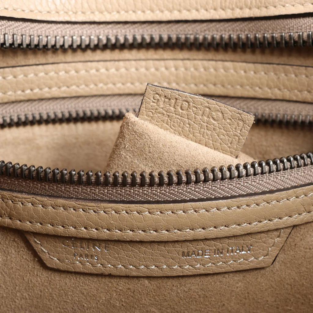 Celine Luggage Micro Leather Handbag in Beige