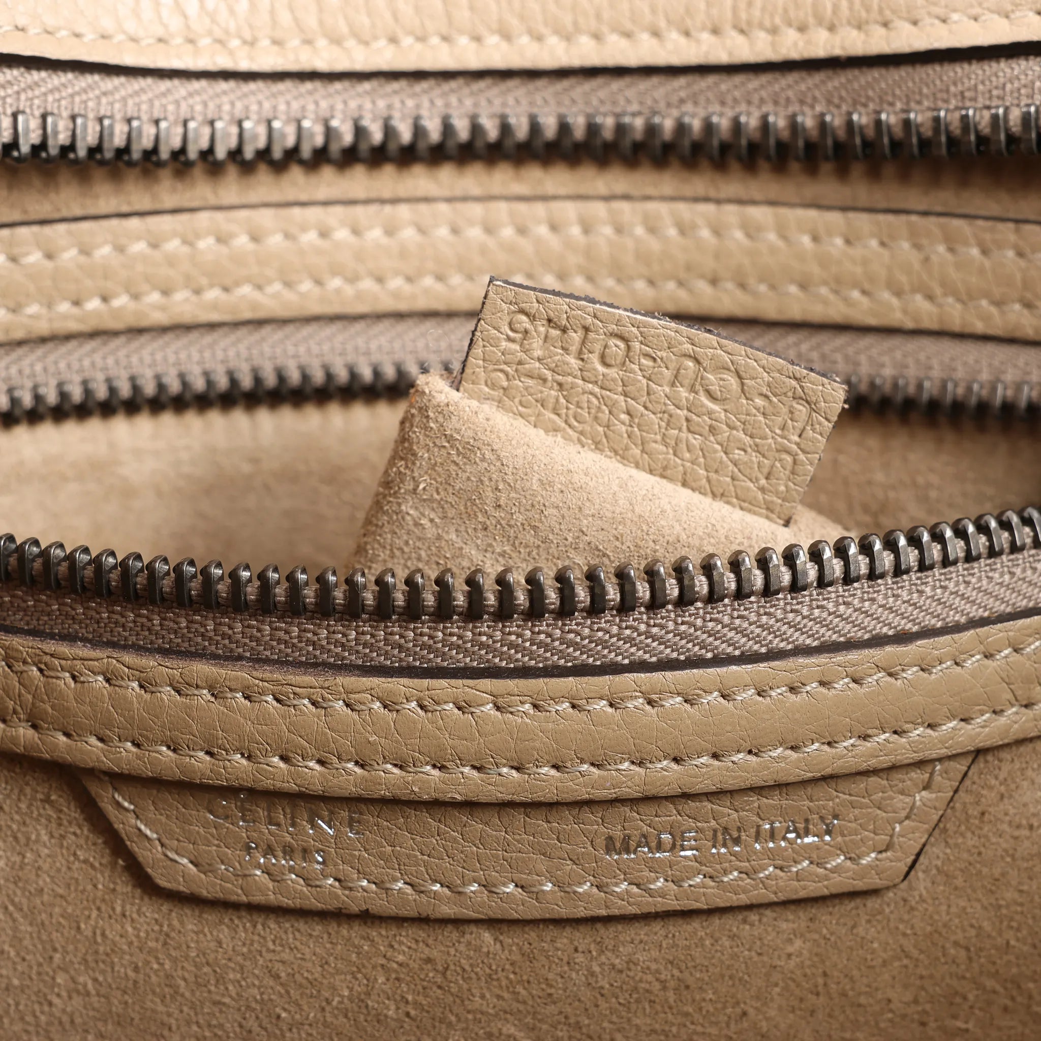 Celine Luggage Micro Leather Handbag in Beige