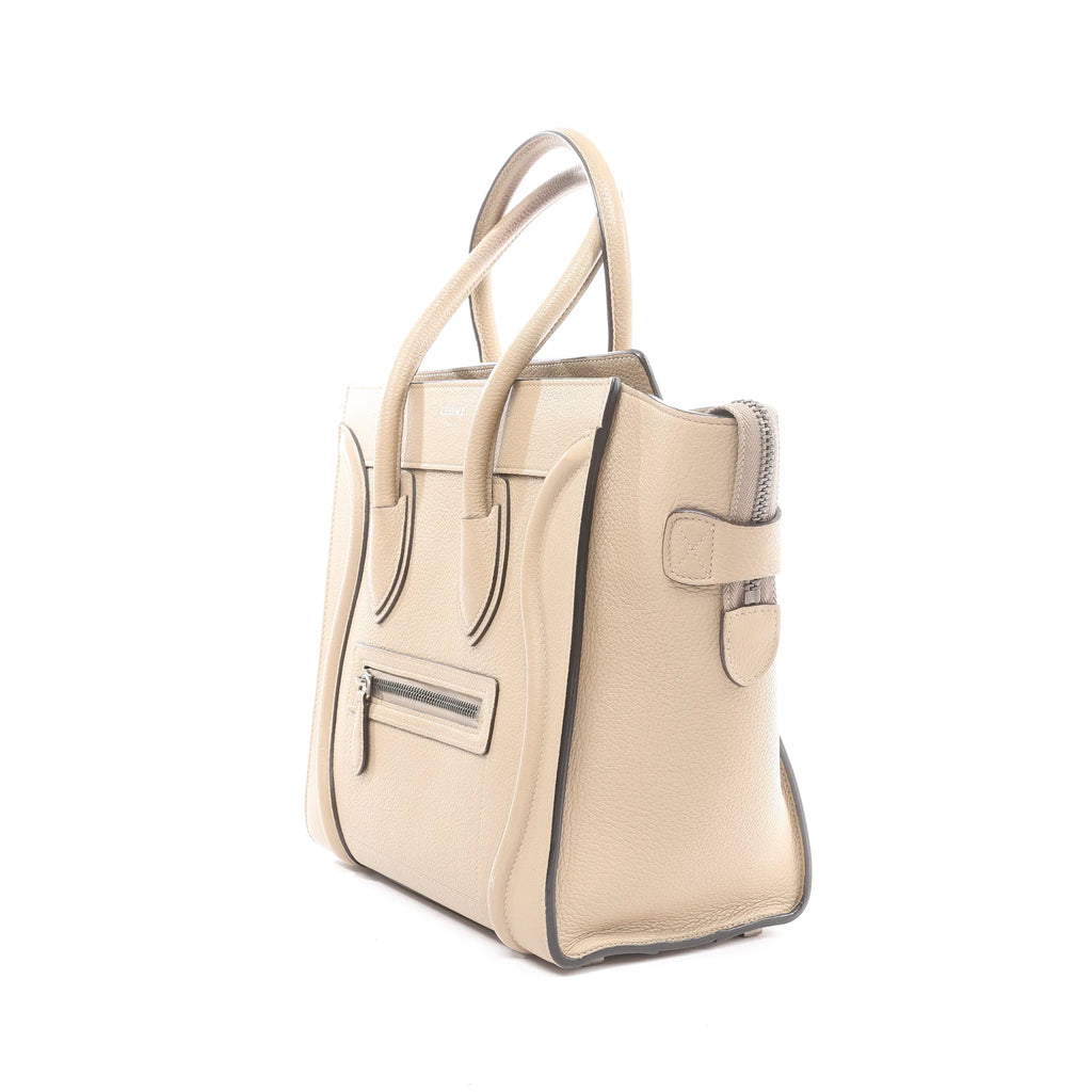 Celine Luggage Micro Leather Handbag in Beige