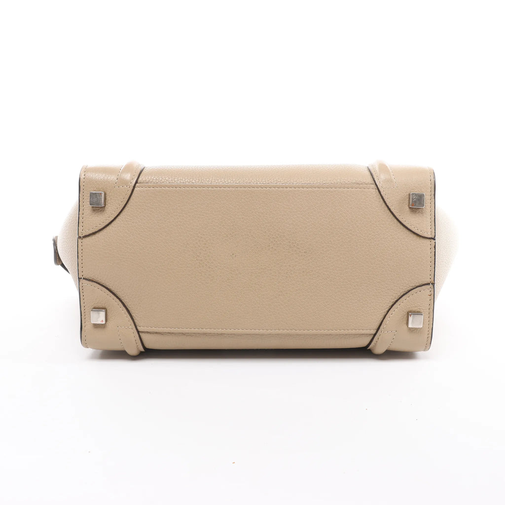 Celine Luggage Micro Leather Handbag in Beige
