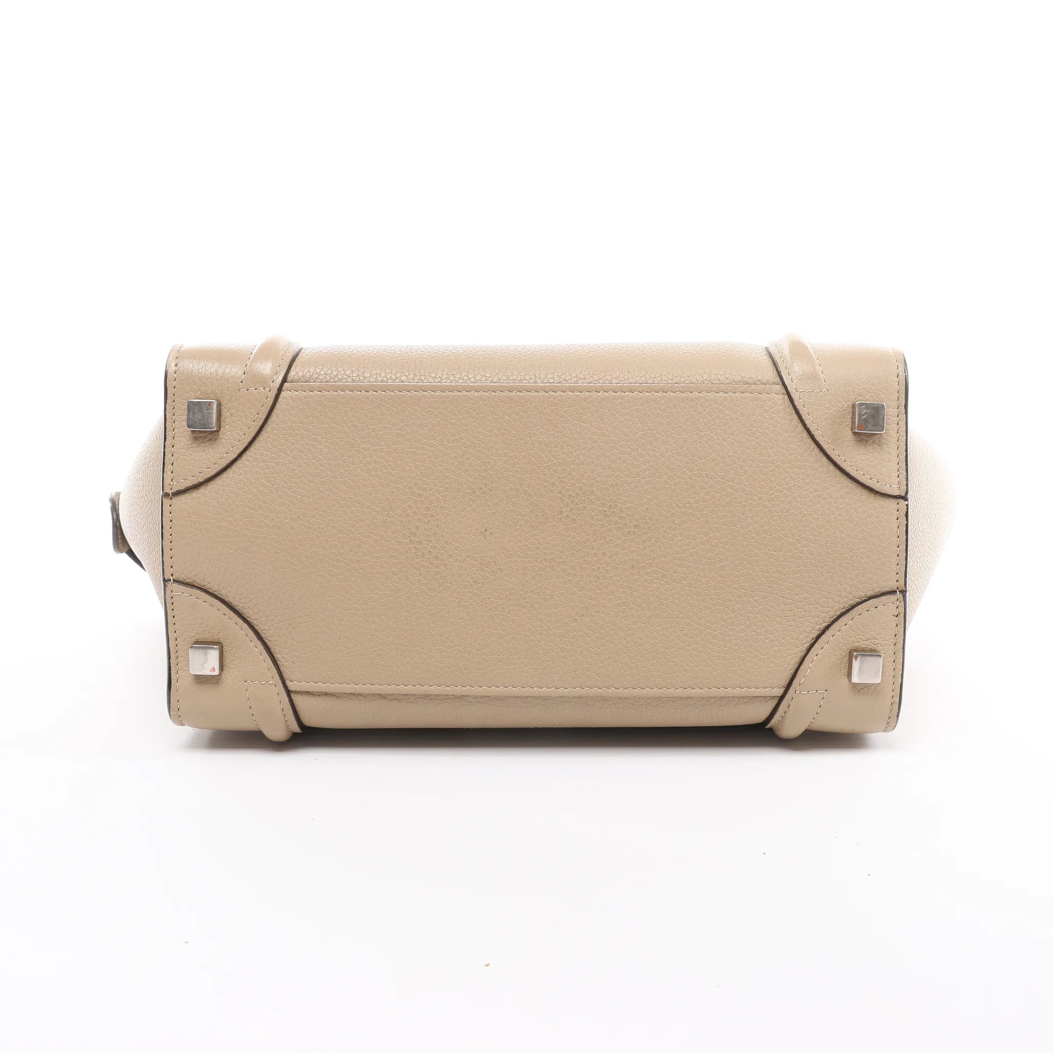 Celine Luggage Micro Leather Handbag in Beige
