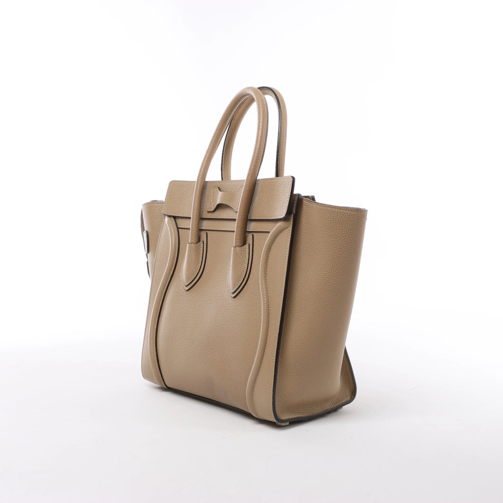 Bolso de mano Celine Luggage Micro Leather x Suede en negro y blanco