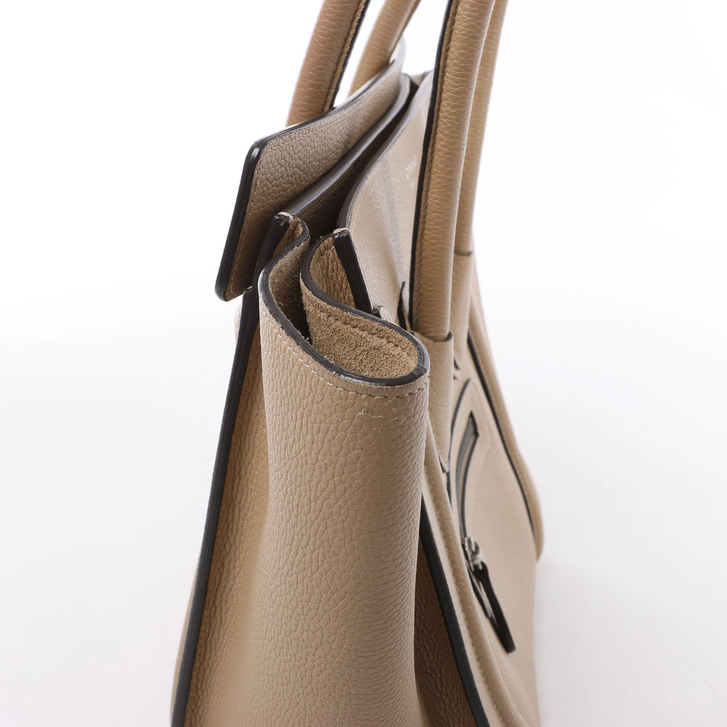 Bolso de mano Celine Luggage Micro Leather x Suede en negro y blanco