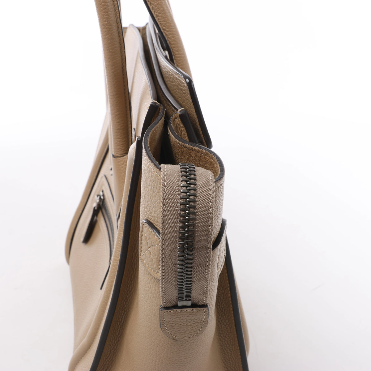 Bolso de mano Celine Luggage Micro Leather x Suede en negro y blanco
