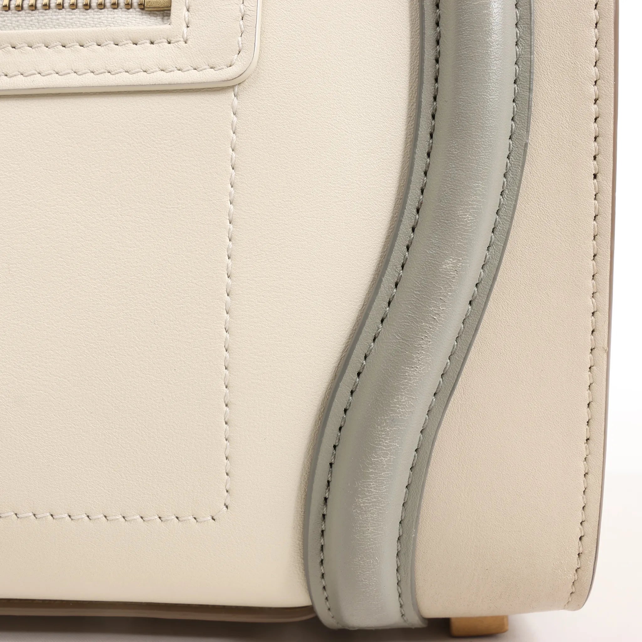 Celine Luggage Micro Leather Handbag in Beige x Gray