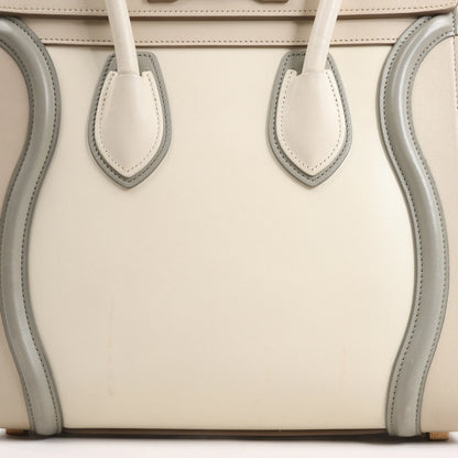 Celine Luggage Micro Lederhandtasche in Beige x Grau