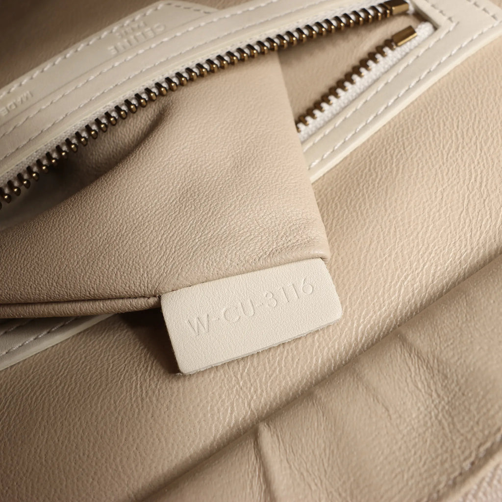 Celine Luggage Micro Leather Handbag in Beige x Gray