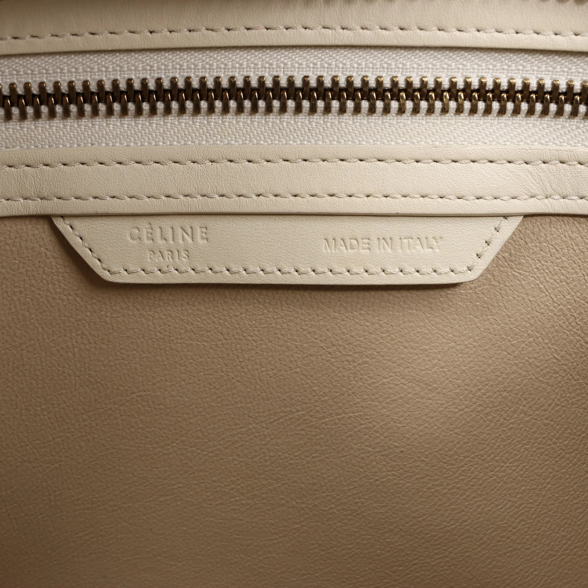 Celine Luggage Micro Leather Handbag in Beige x Gray