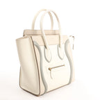 Celine Luggage Micro Leather Handbag in Beige x Gray
