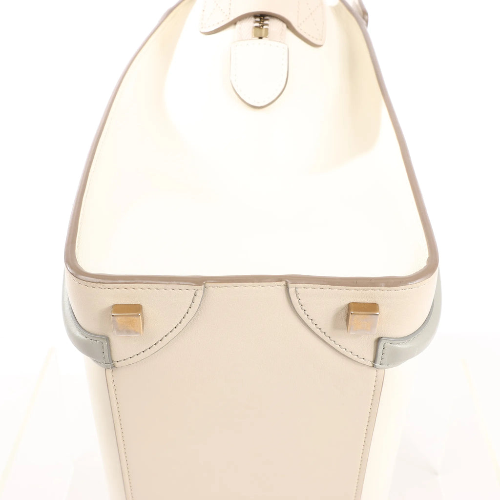 Celine Luggage Micro Leather Handbag in Beige x Gray