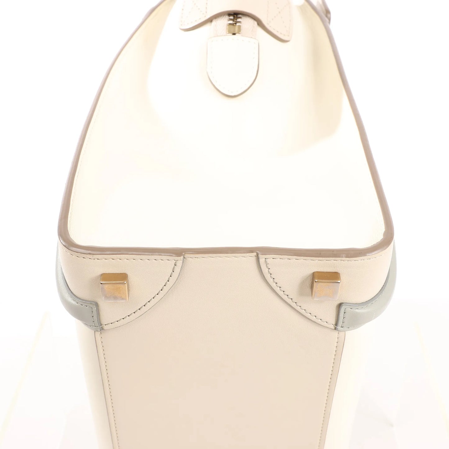 Celine Luggage Micro Lederhandtasche in Beige x Grau