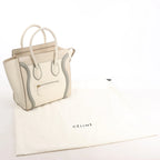 Celine Luggage Micro Leather Handbag in Beige x Gray