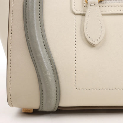 Celine Luggage Micro Lederhandtasche in Beige x Grau