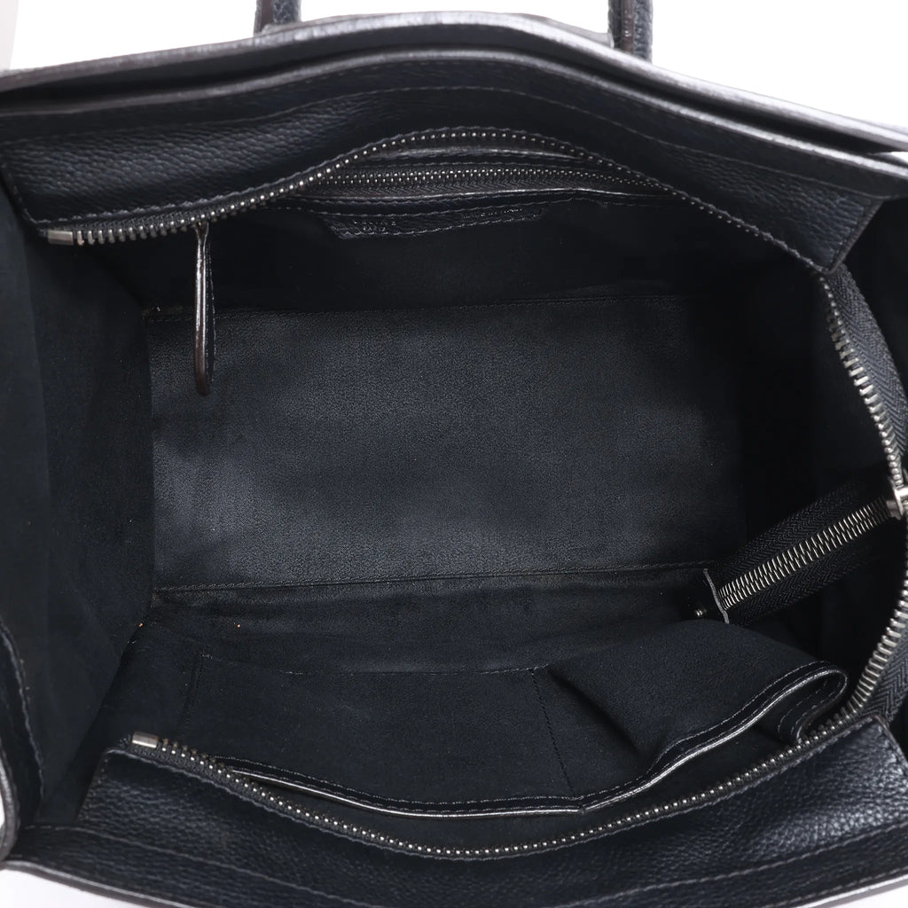 CELINE Luggage Micro Leather Handbag in Black
