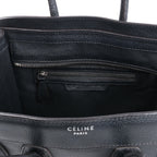 CELINE Luggage Micro Leather Handbag in Black