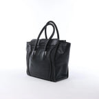 CELINE Luggage Micro Leather Handbag in Black