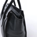 CELINE Luggage Micro Leather Handbag in Black