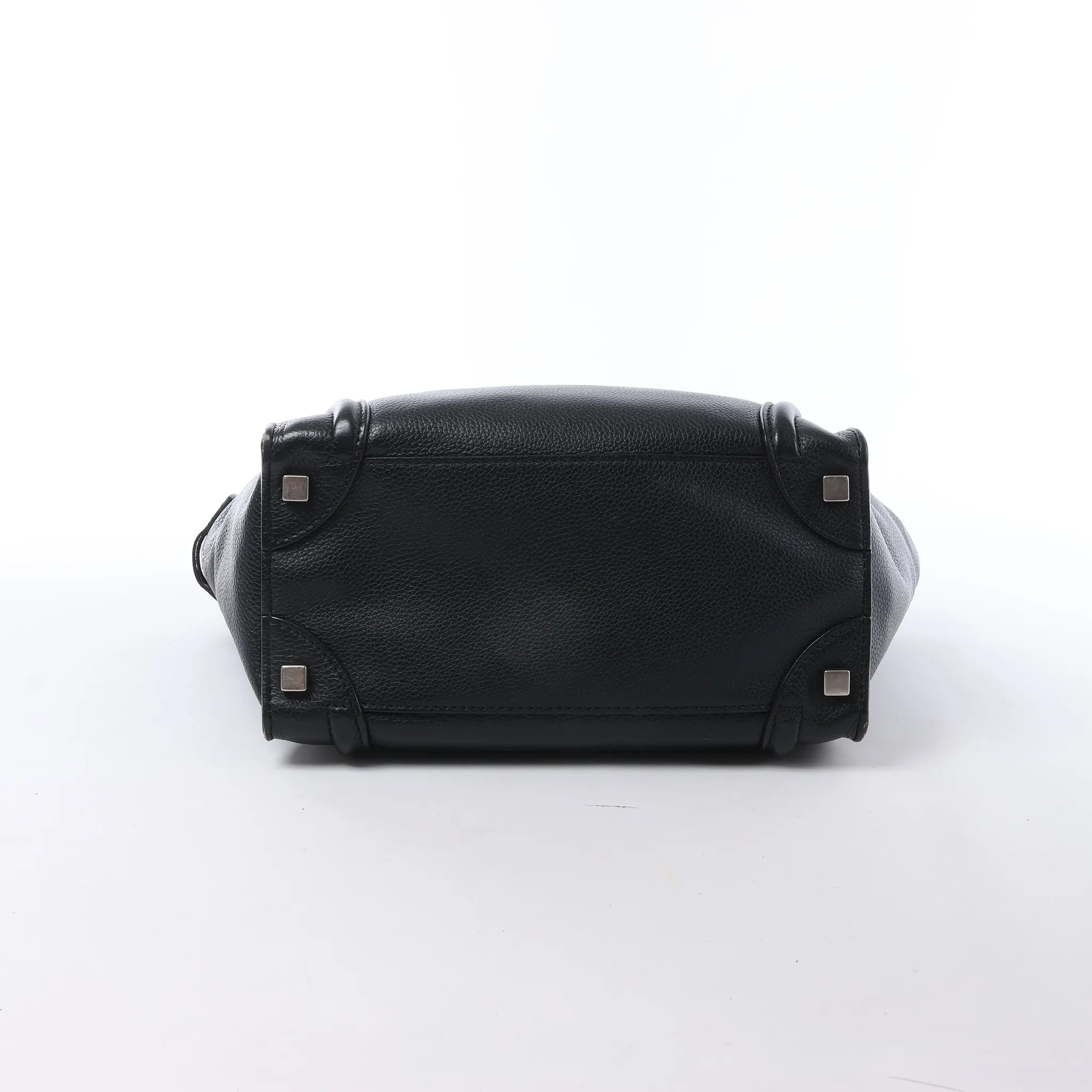 CELINE Luggage Micro Leather Handbag in Black