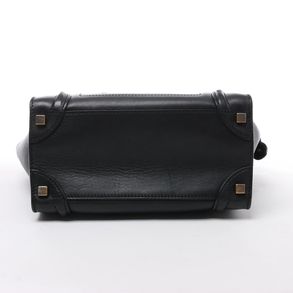 Bolso de mano Celine Luggage Micro Leather x Suede en negro y blanco