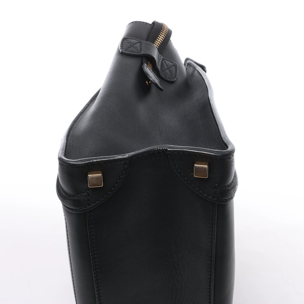 Bolso de mano Celine Luggage Micro Leather x Suede en negro y blanco