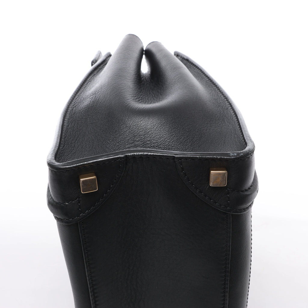 Bolso de mano Celine Luggage Micro Leather x Suede en negro y blanco