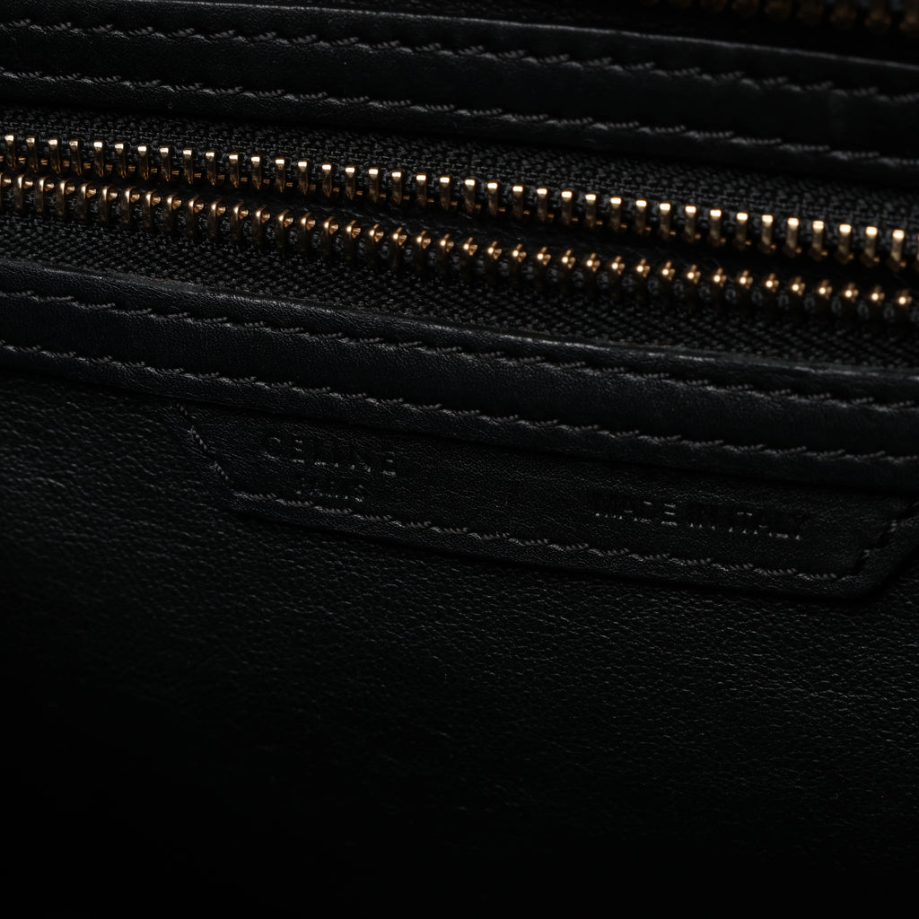 Bolso de mano Celine Luggage Micro Leather x Suede en negro y blanco