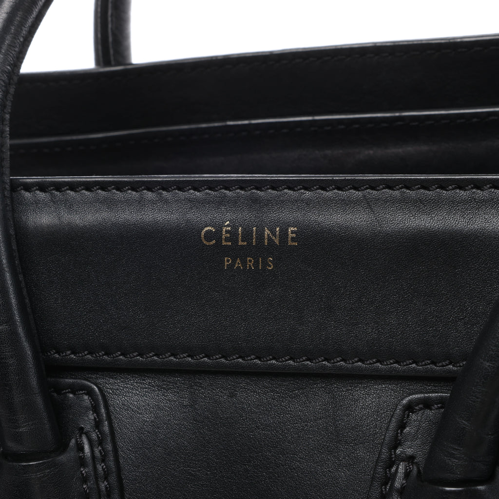 Bolso de mano Celine Luggage Micro Leather x Suede en negro y blanco