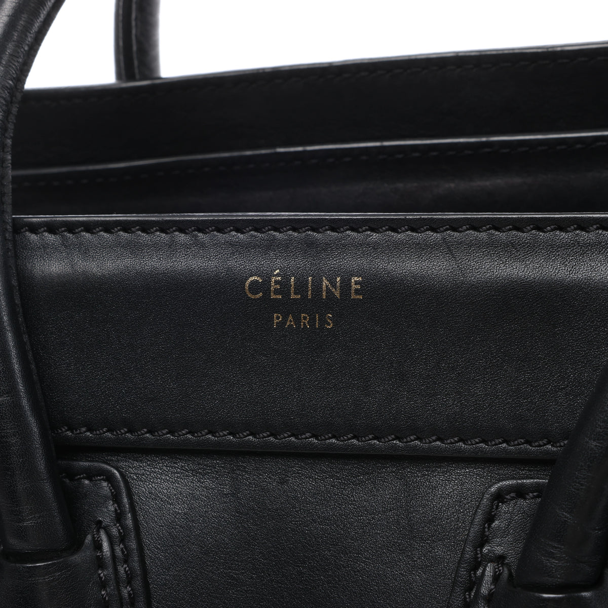 Bolso de mano Celine Luggage Micro Leather x Suede en negro y blanco