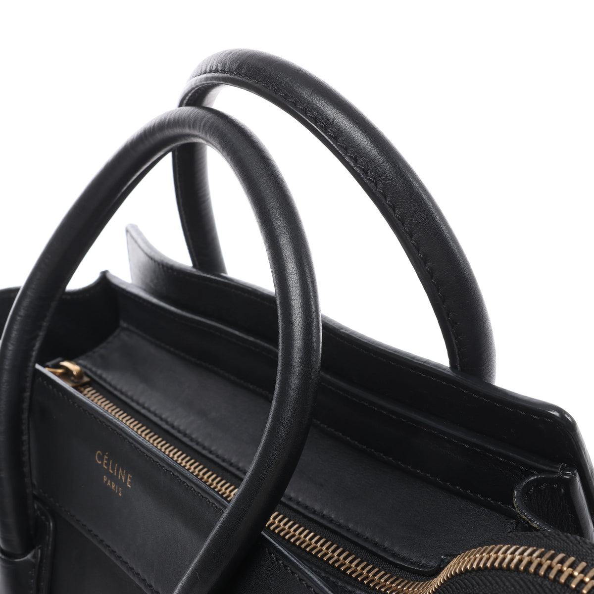 Bolso de mano Celine Luggage Micro Leather x Suede en negro y blanco