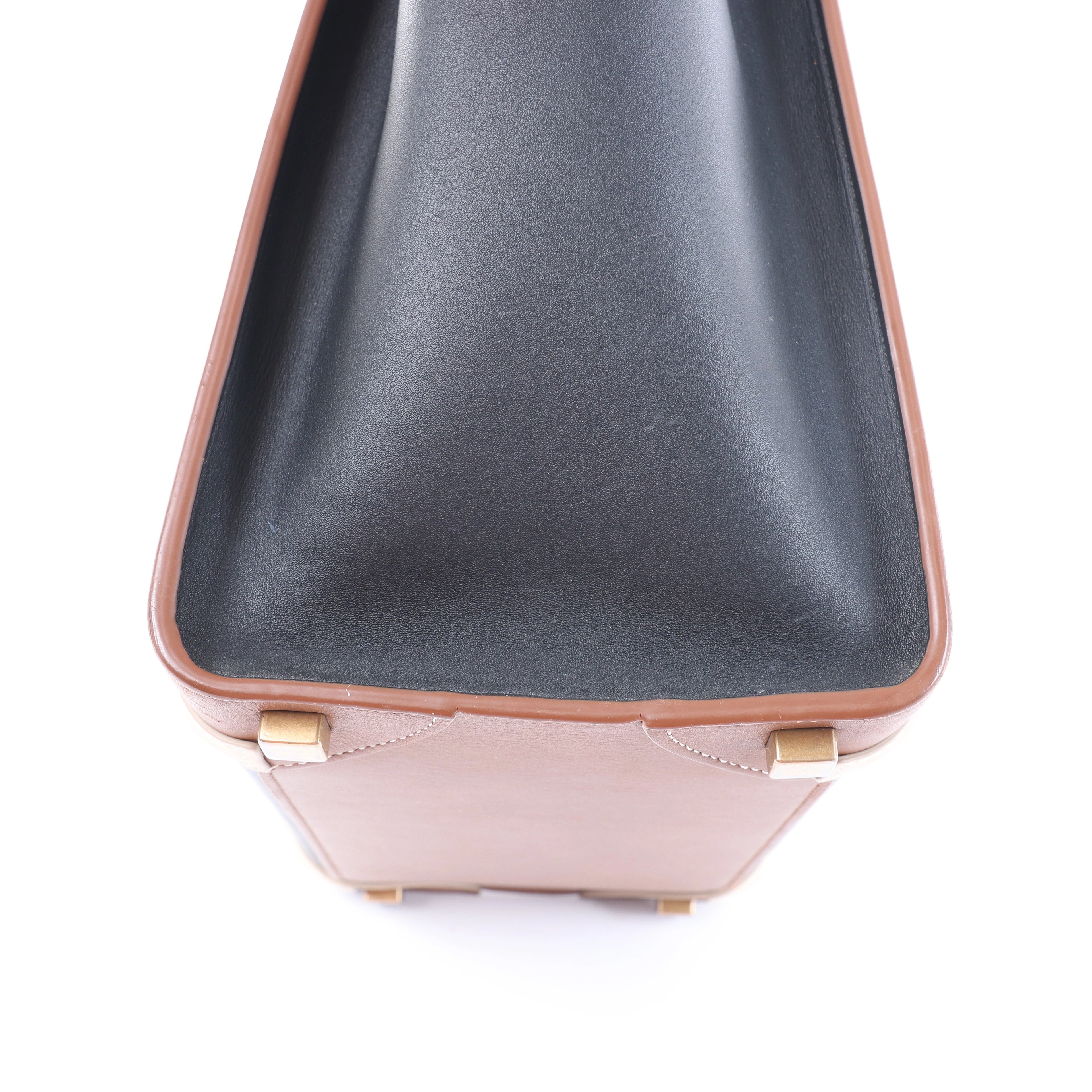 Celine Luggage Micro Shopper Leather Handbag in Black and Brown