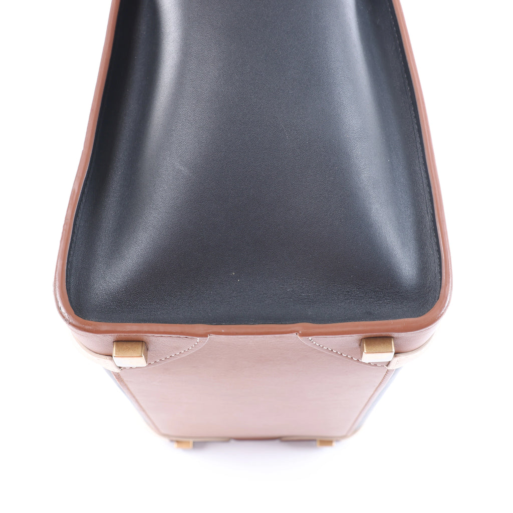 Celine Luggage Micro Shopper Leather Handbag in Black and Brown