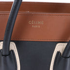 Celine Luggage Micro Shopper Leather Handbag in Black and Brown
