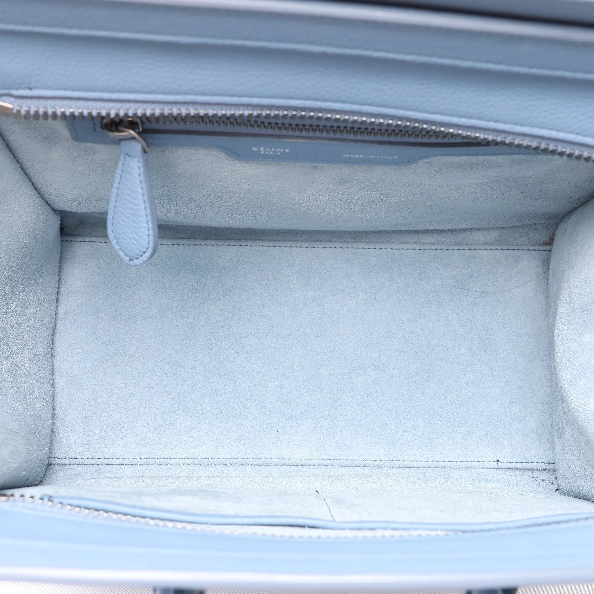 Celine Luggage Micro Leather Handbag in Blue