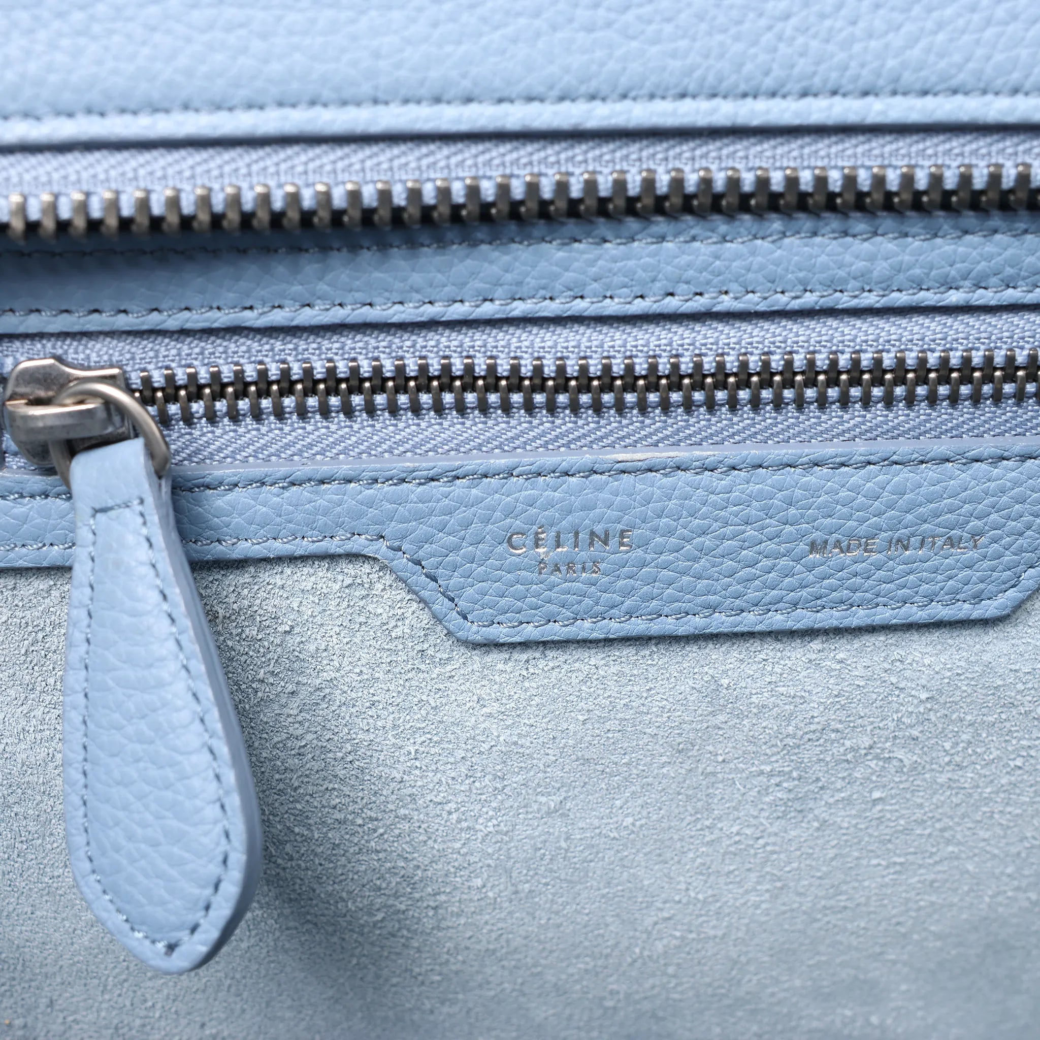 Celine Luggage Micro Leather Handbag in Blue
