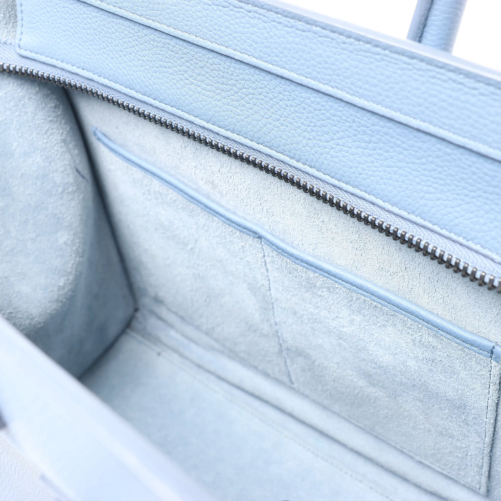 Celine Luggage Micro Leather Handbag in Blue
