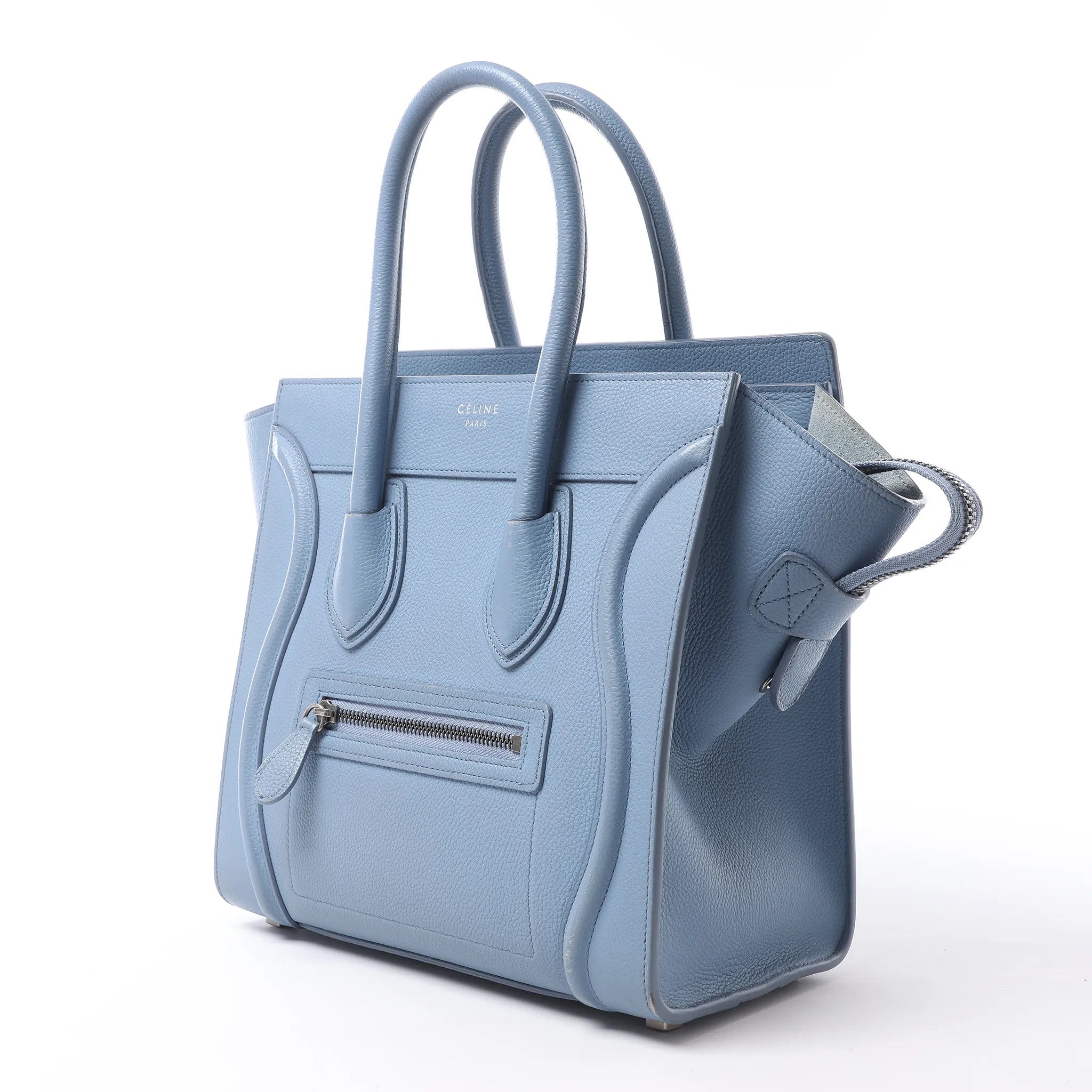 Celine Luggage Micro Leather Handbag in Blue