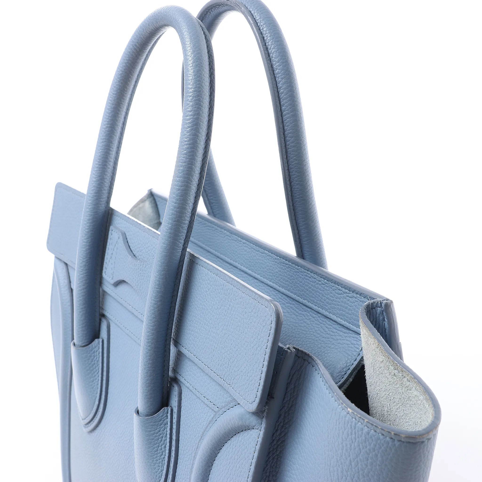 Celine Luggage Micro Leather Handbag in Blue