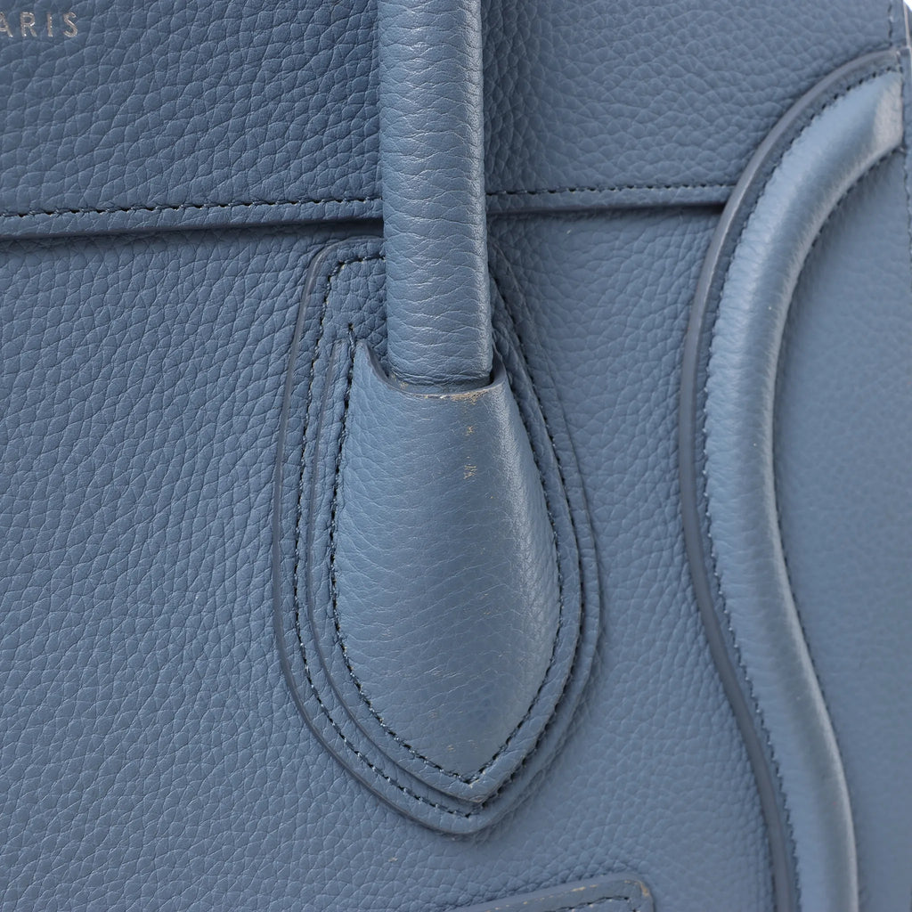 Celine Luggage Micro Leather Handbag in Blue