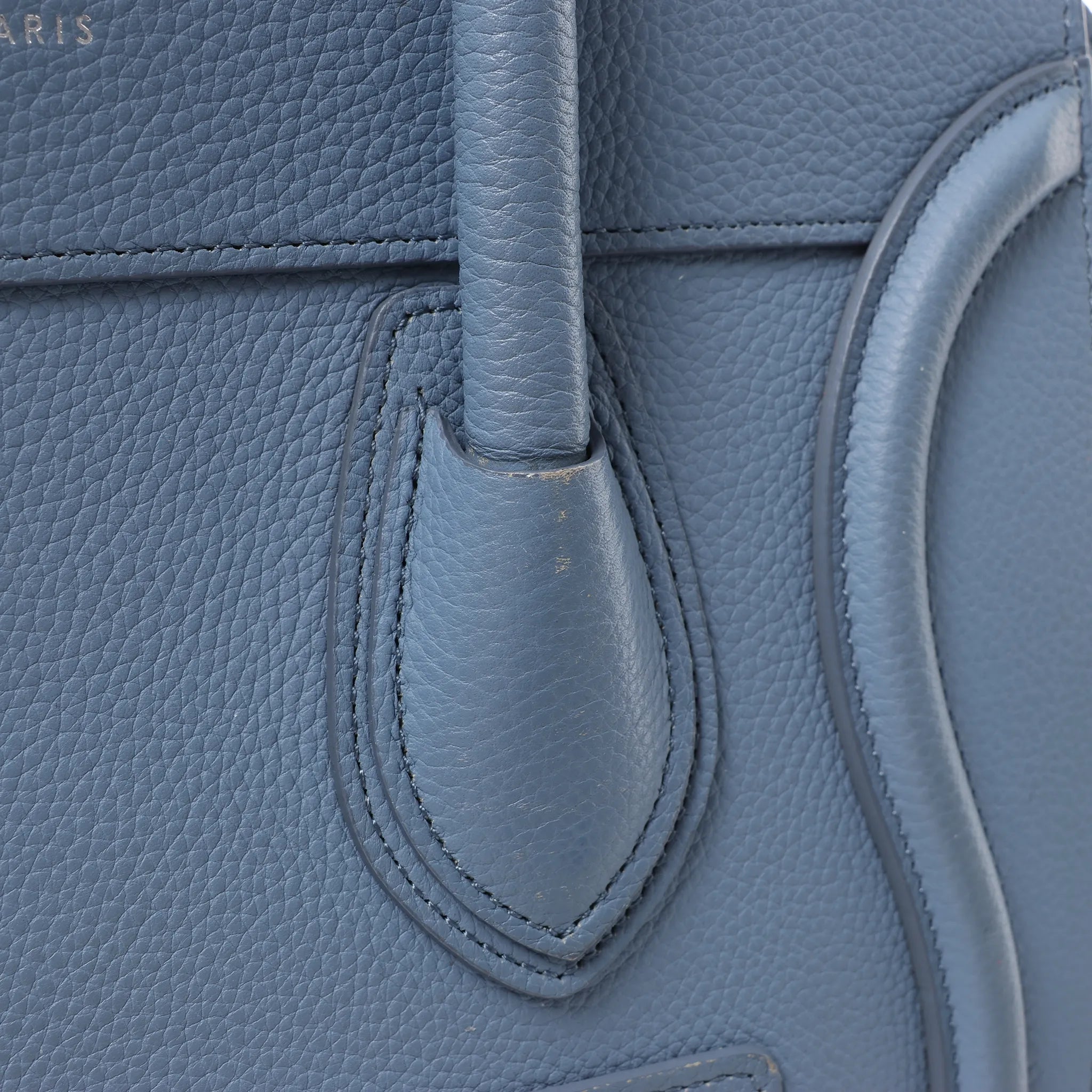Celine Luggage Micro Leather Handbag in Blue