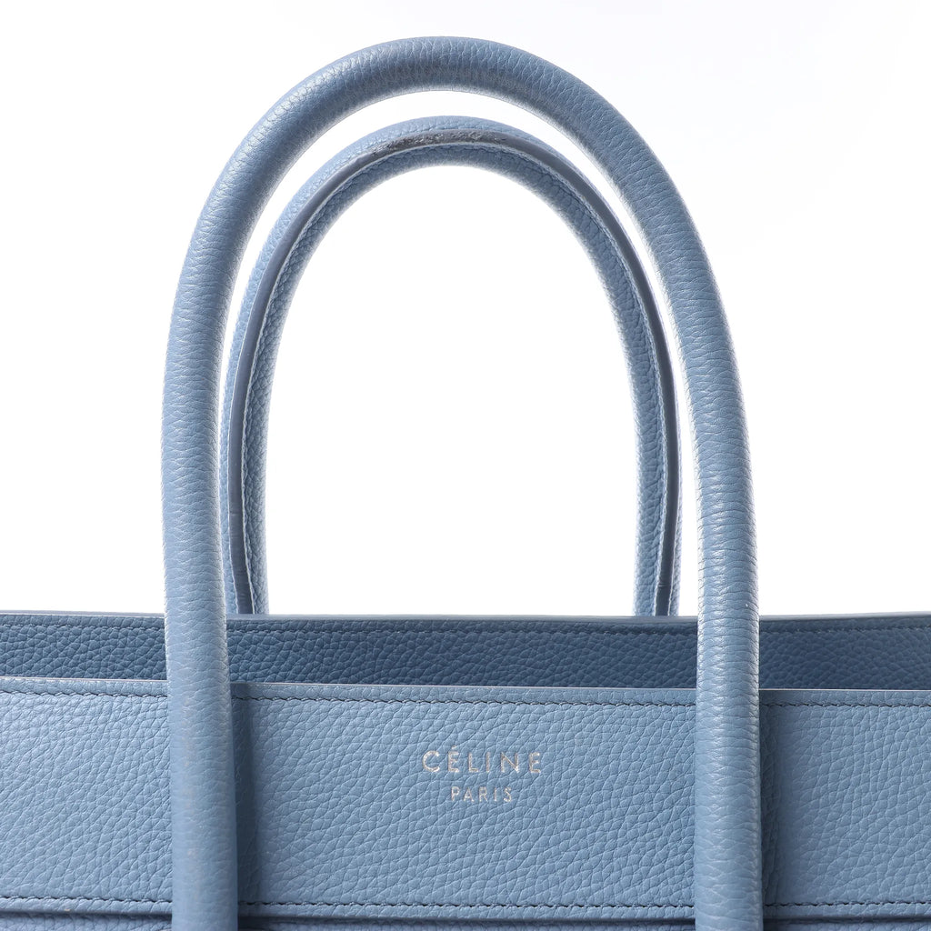 Celine Luggage Micro Leather Handbag in Blue