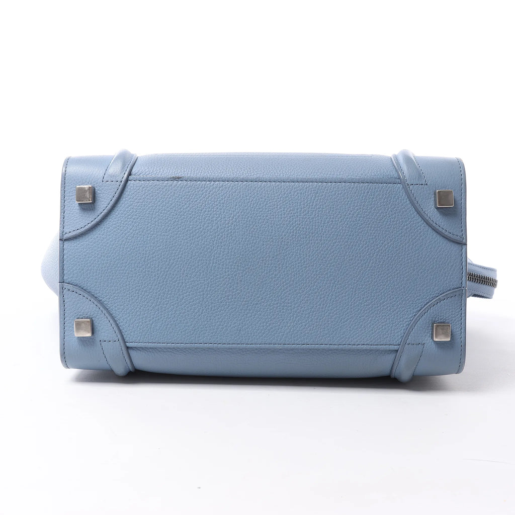 Celine Luggage Micro Leather Handbag in Blue