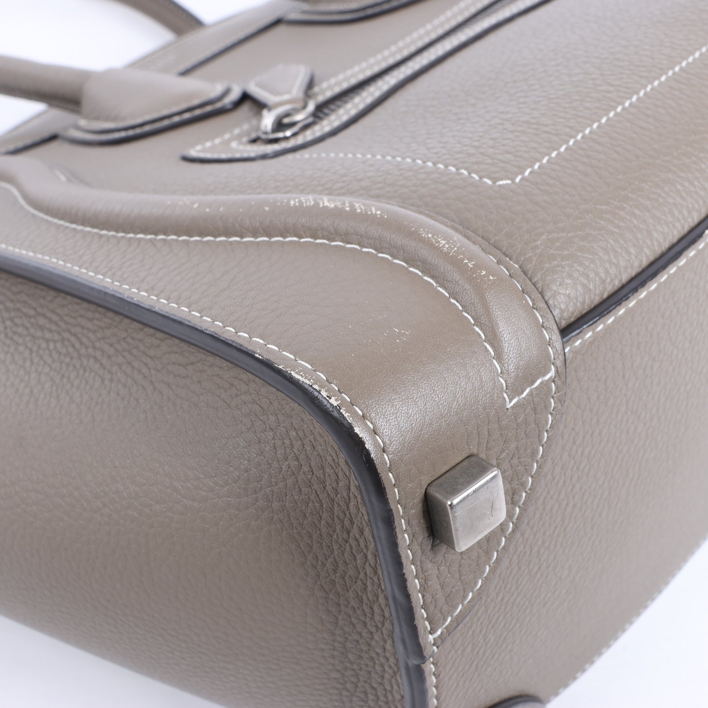 CELINE Luggage Micro Leather Handbag in Greige