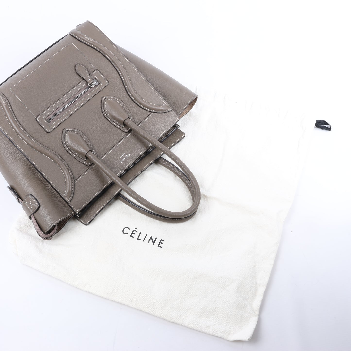 CELINE Luggage Micro Leather Handbag in Greige