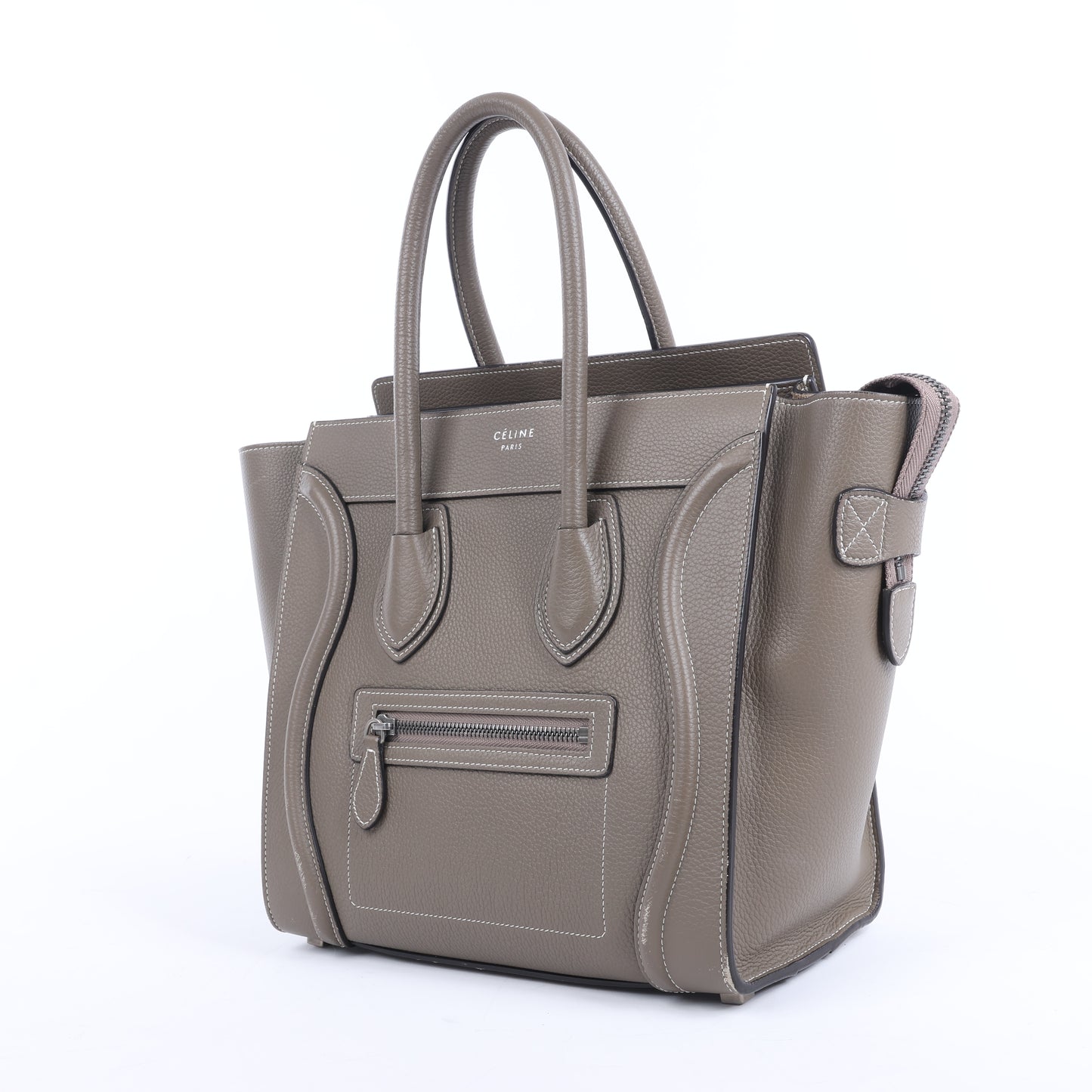 CELINE Luggage Micro Leather Handbag in Greige