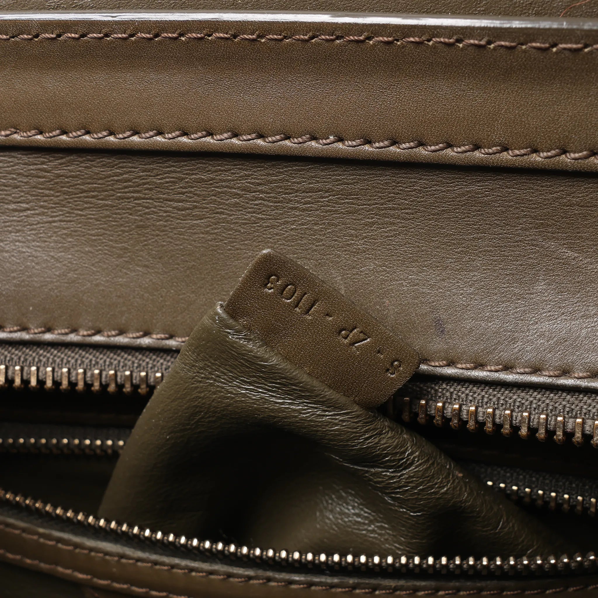 Celine Luggage Micro Leather Handbag in Khaki