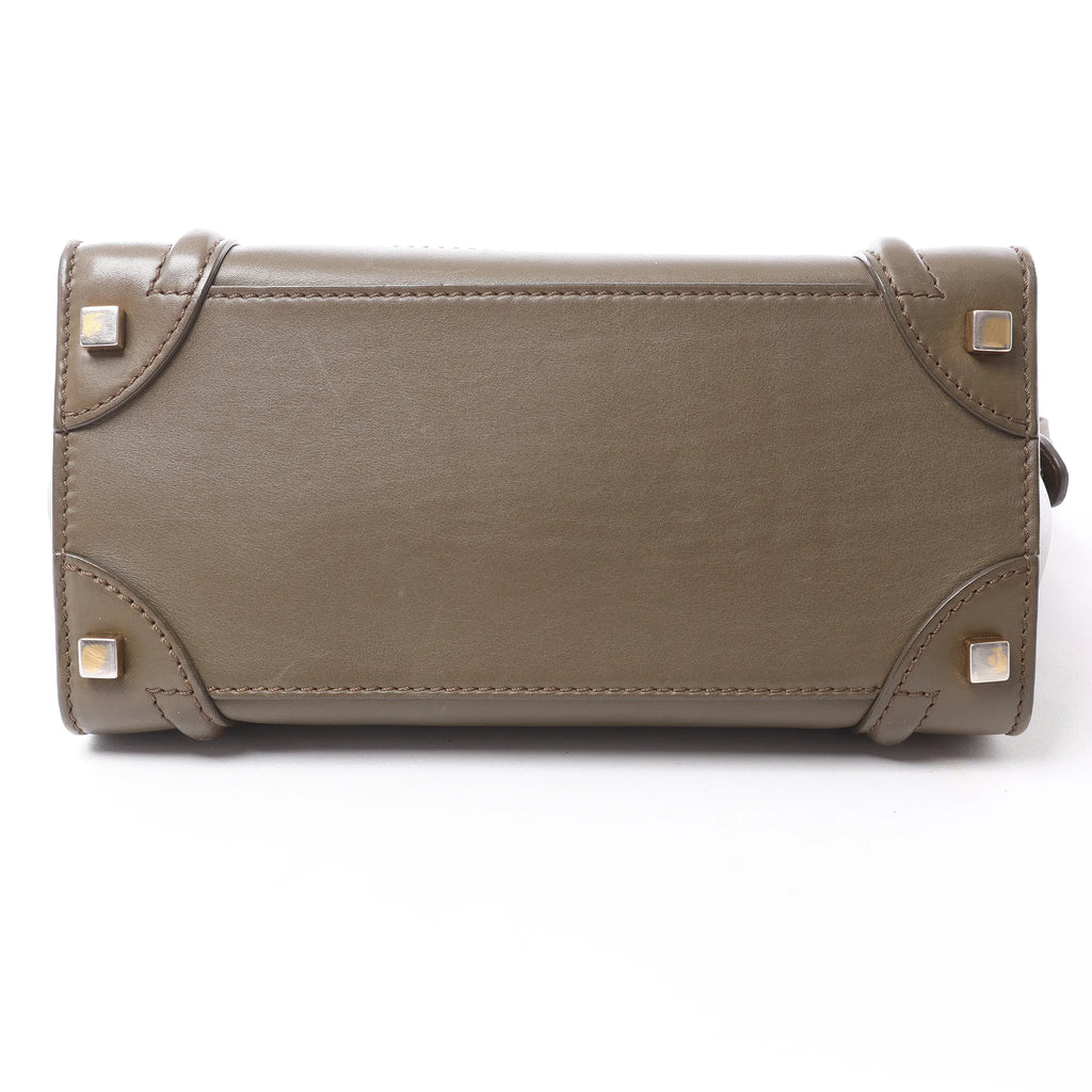 Celine Luggage Micro Leather Handbag in Khaki