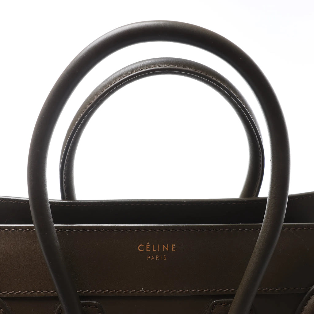 Celine Luggage Micro Leather Handbag in Khaki