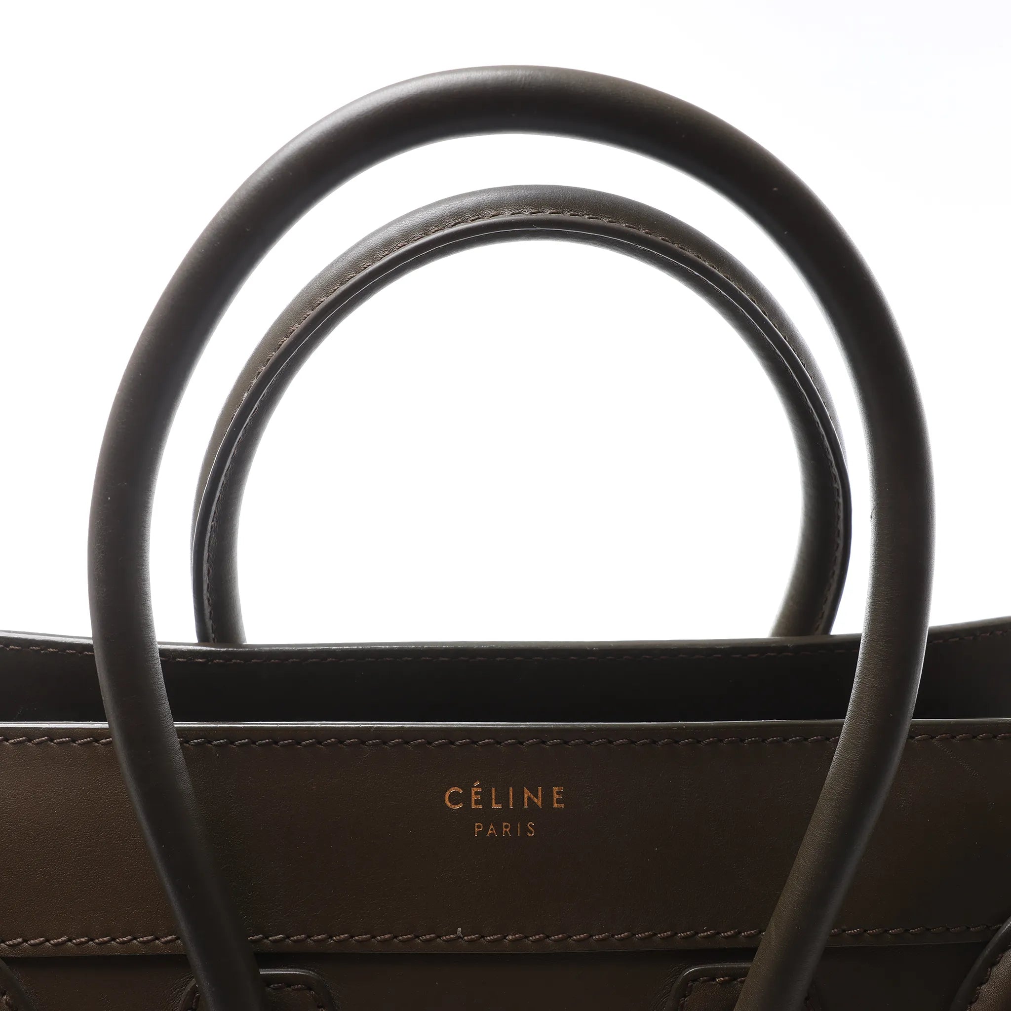 Celine Luggage Micro Leather Handbag in Khaki