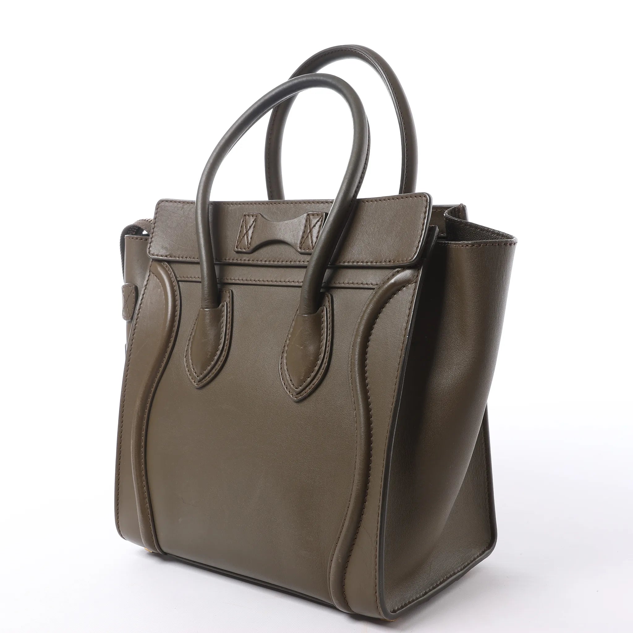 Celine Luggage Micro Leather Handbag in Khaki