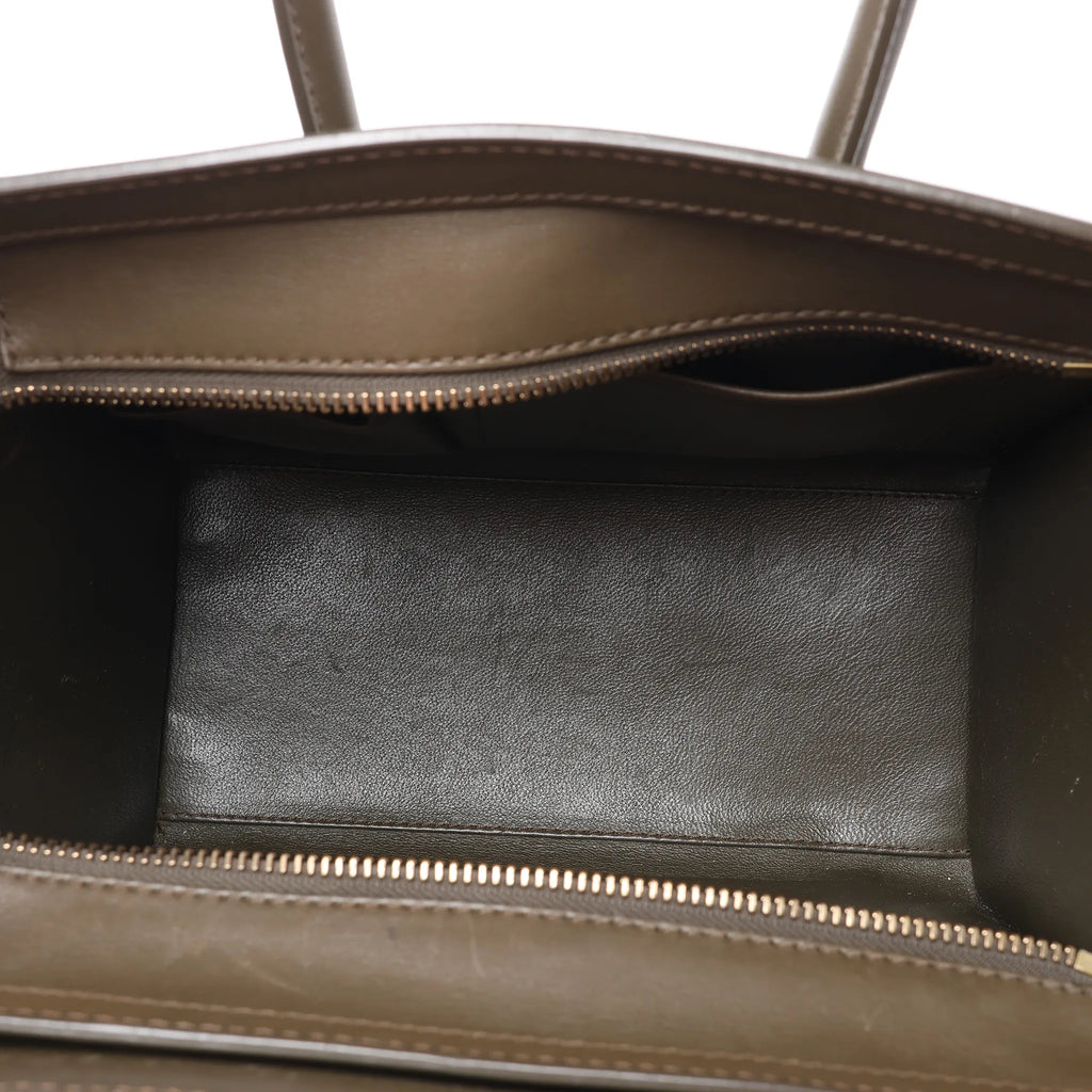 Celine Luggage Micro Leather Handbag in Khaki